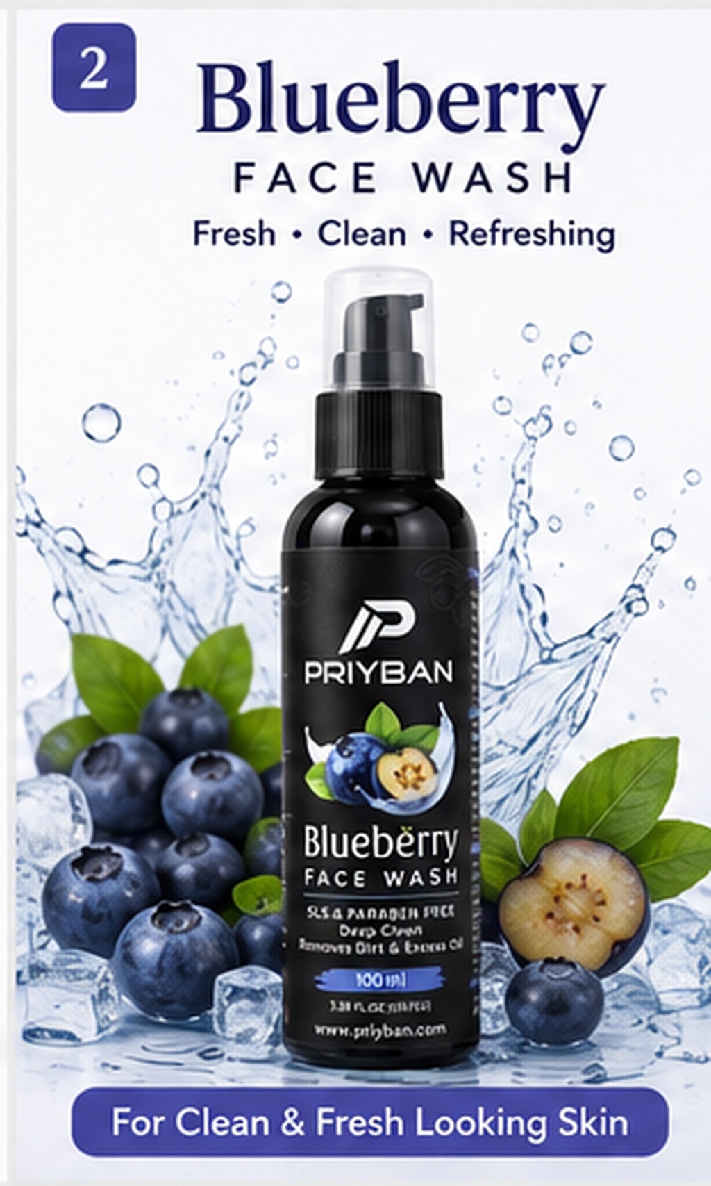 PRIYBAN_Blueberry_Face_Wash_Image_02 PRIYBAN Blueberry Face Wash – Pack of 2 | 100ml Each - Image 1